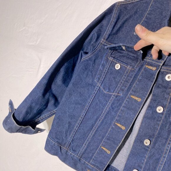 Vintage Reflect Jeans Oversized Dark Wash Button Up Denim Jean Jacket M - Picture 11 of 13